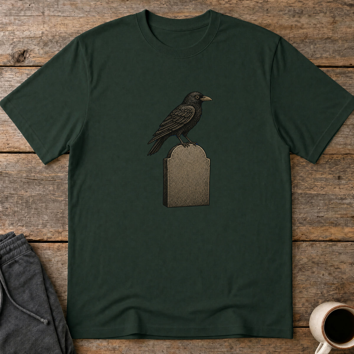 Graveyard Raven T-Shirt — Forest Green