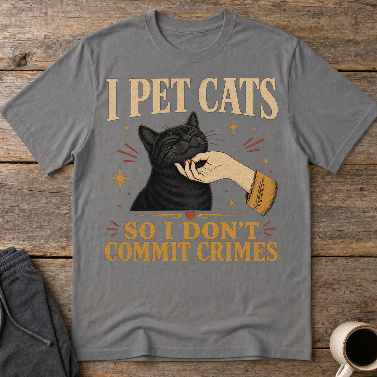 Cats Over Crime T-Shirt — Charcoal