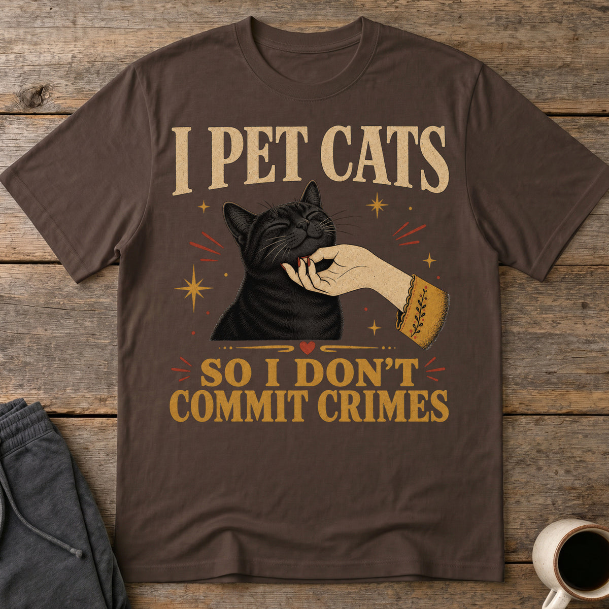 Cats Over Crime T-Shirt — Dark Chocolate