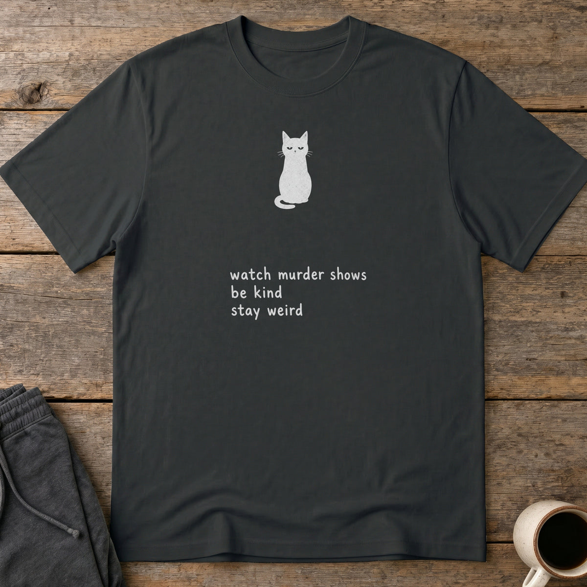 Kind Weird Cat T-Shirt — Black