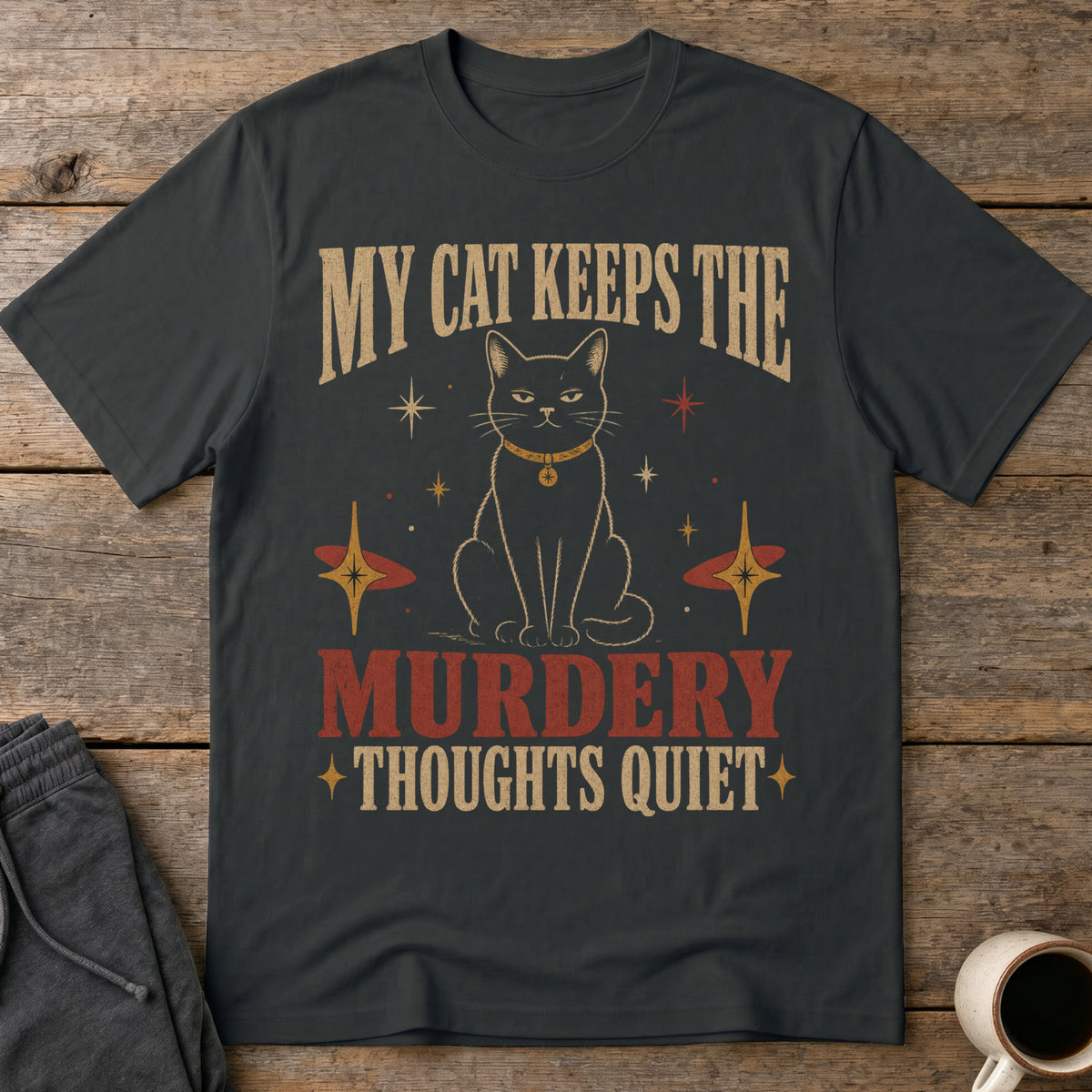 Feline Peace T-Shirt — Black