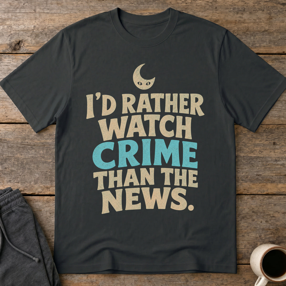 Crime Over News T-Shirt — Black