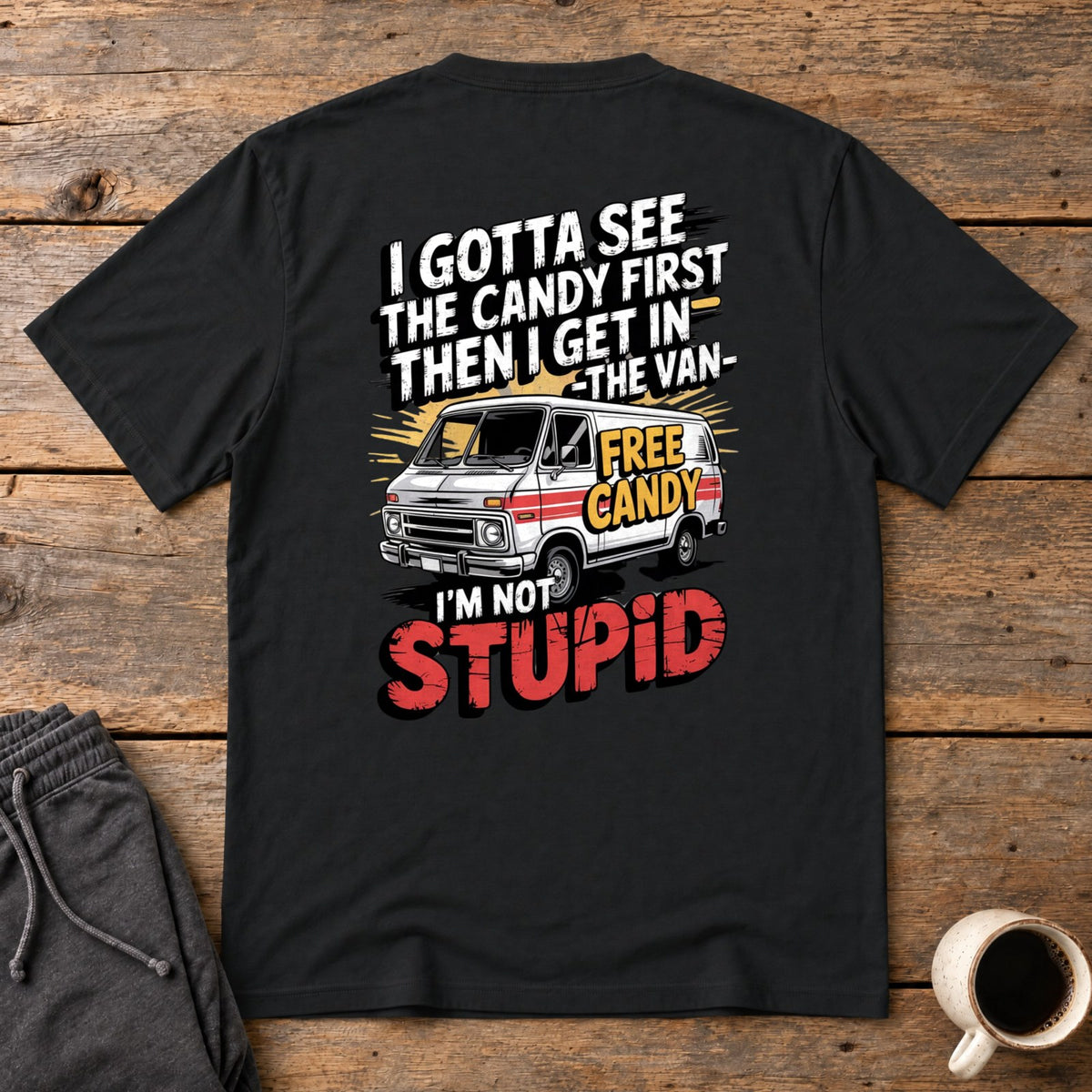 Not Stupid Candy Van Back Print Tee - Black