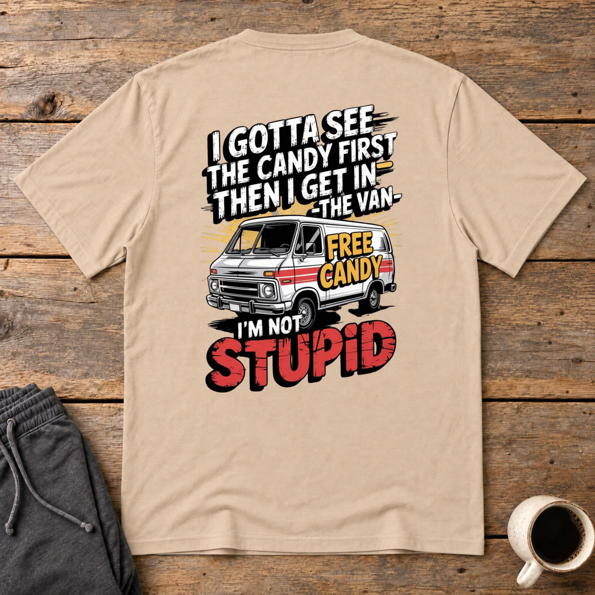 Not Stupid Candy Van Back Print Tee - Natural