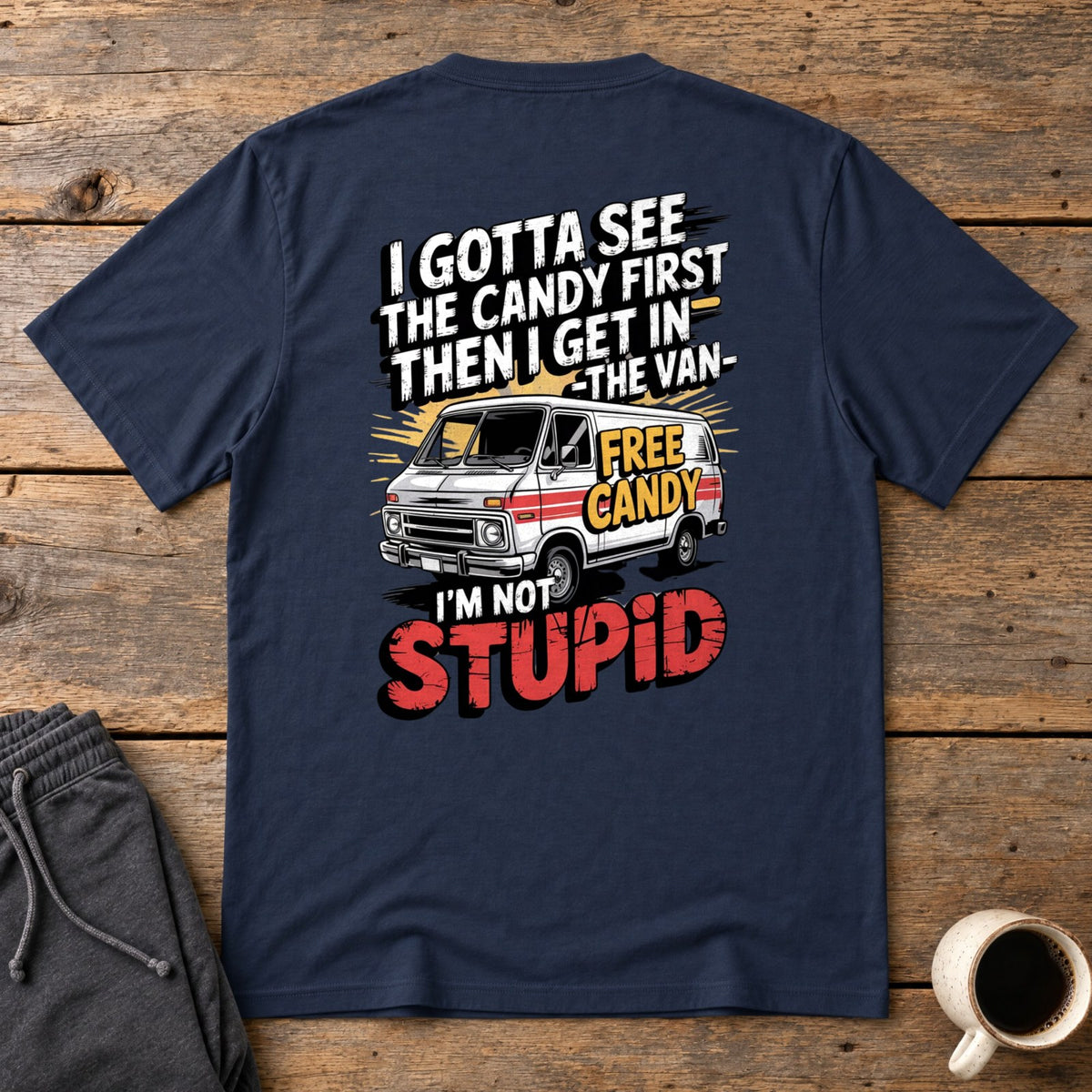 Not Stupid Candy Van Back Print Tee - Navy