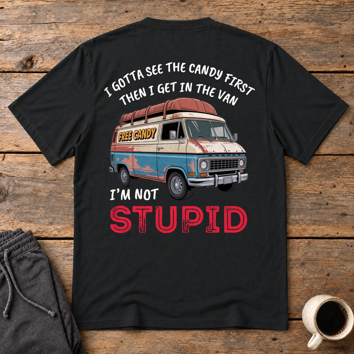 Not Stupid Candy Van Back Print Tee - Black