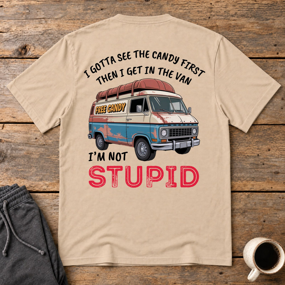 Not Stupid Candy Van Back Print Tee - Natural