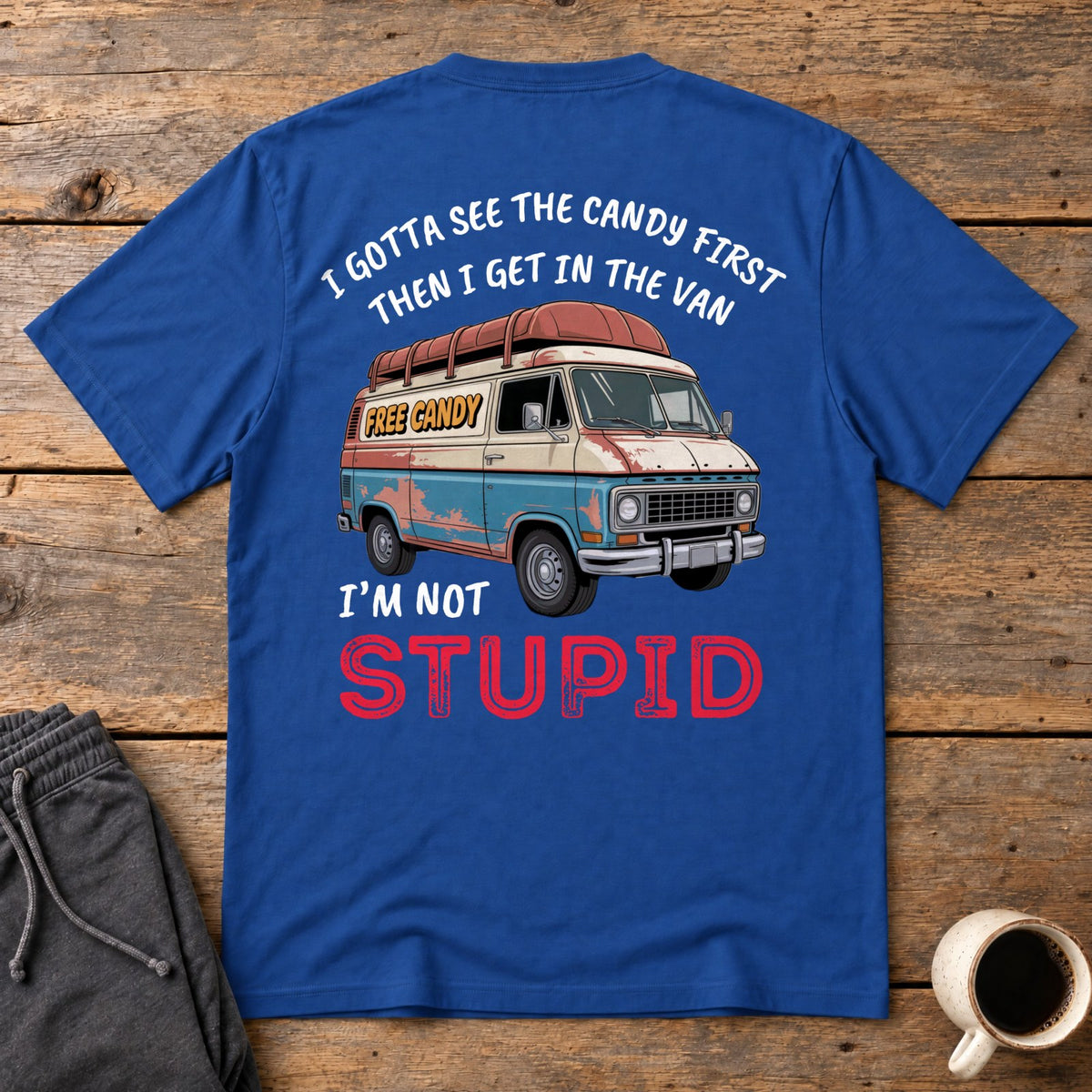 Not Stupid Candy Van Back Print Tee - Royal