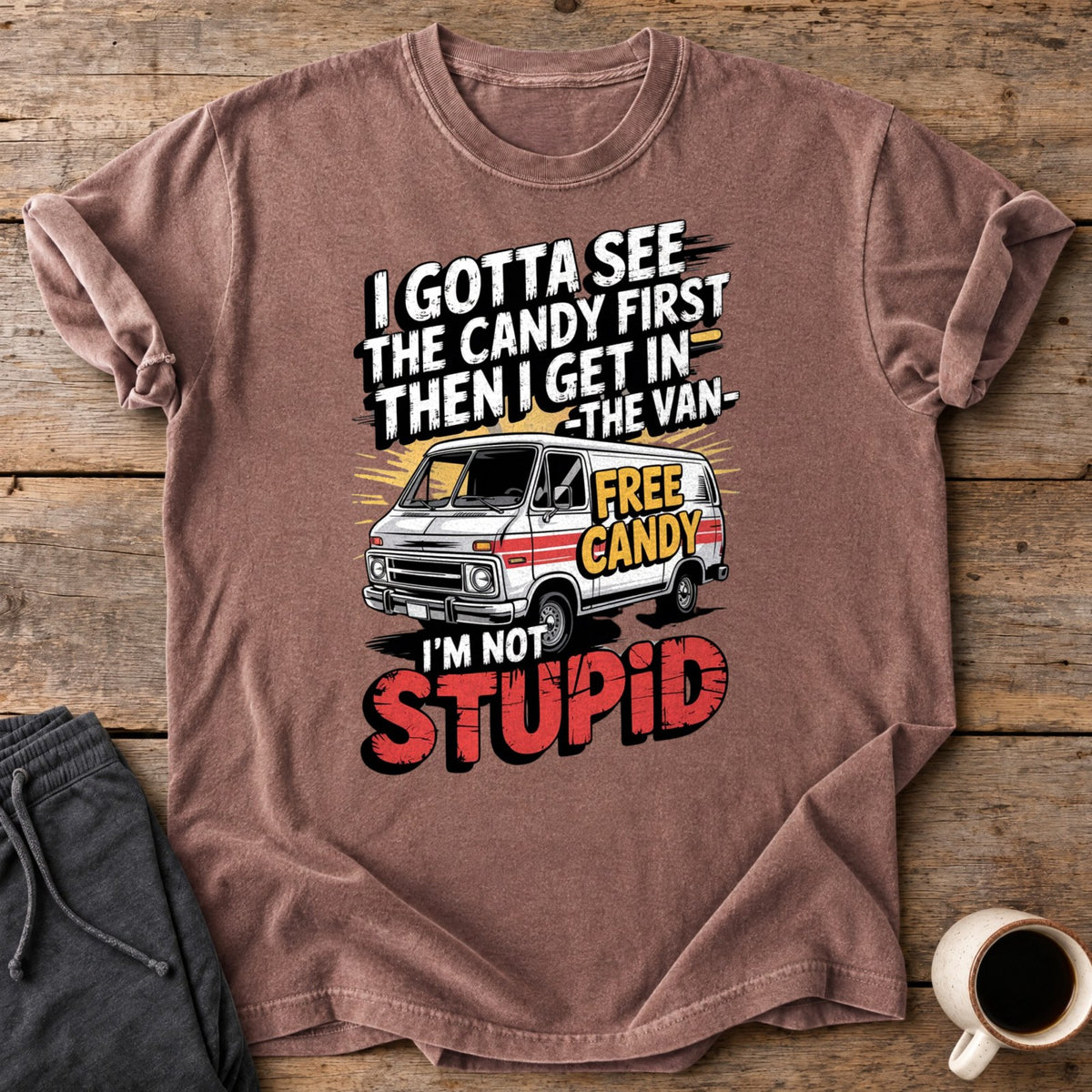 Not Stupid Candy Van Premium Tee - Espresso
