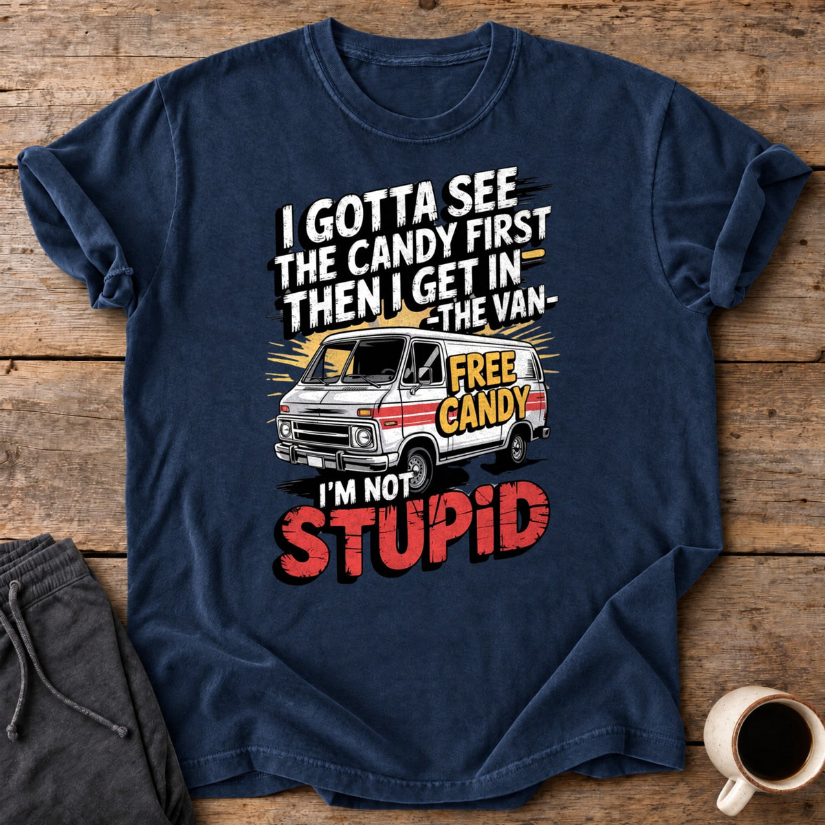Not Stupid Candy Van Premium Tee - Navy