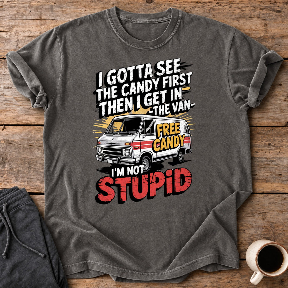 Not Stupid Candy Van Premium Tee - Pepper