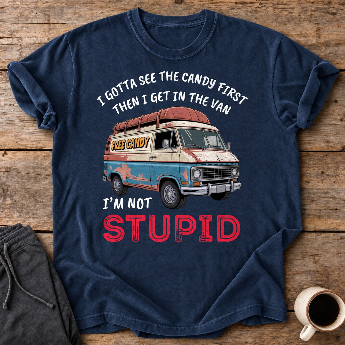 Not Stupid Candy Van Premium Tee - Navy