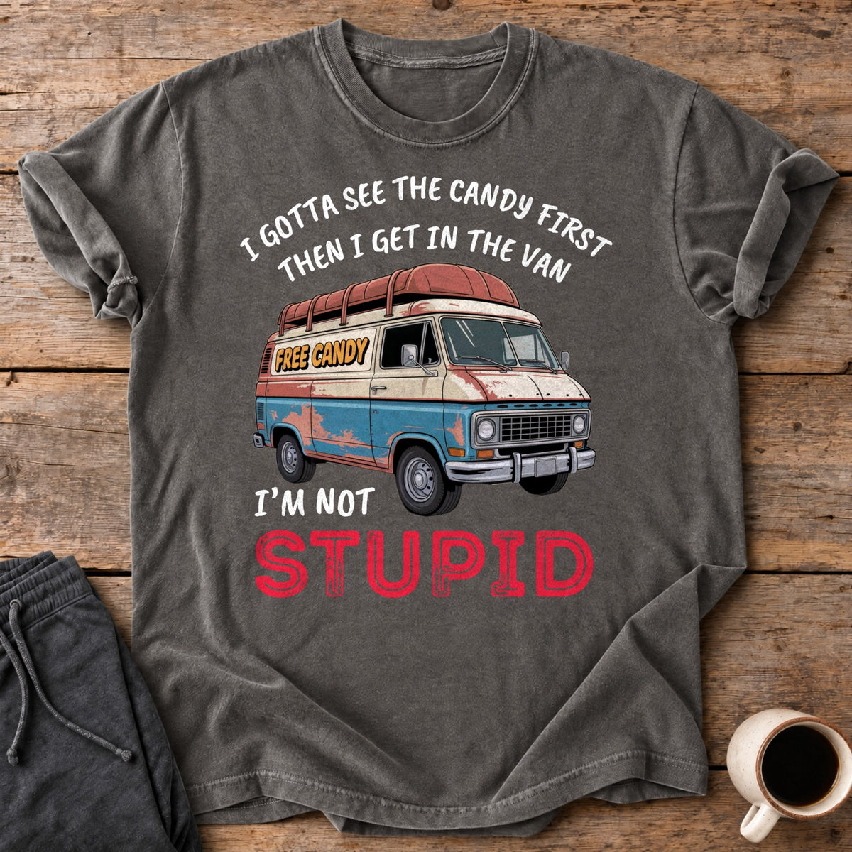 Not Stupid Candy Van Premium Tee - Pepper