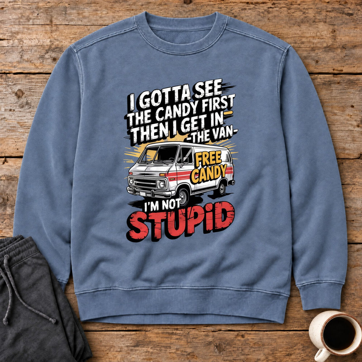 Not Stupid Candy Van Sweatshirt - Blue Jean