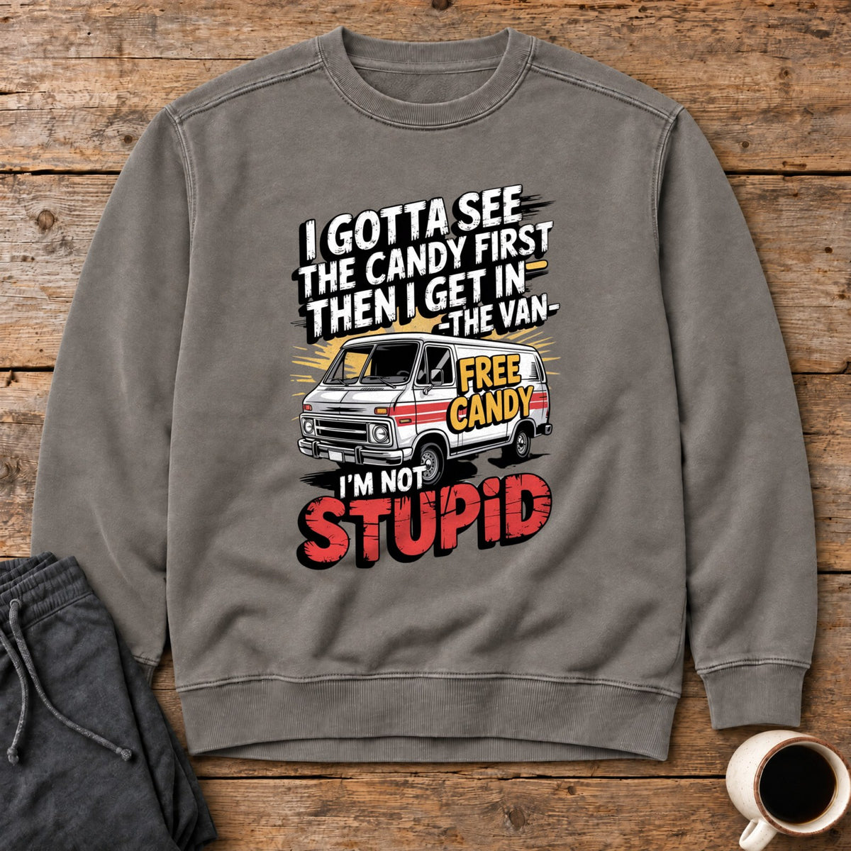 Not Stupid Candy Van Sweatshirt - Grey