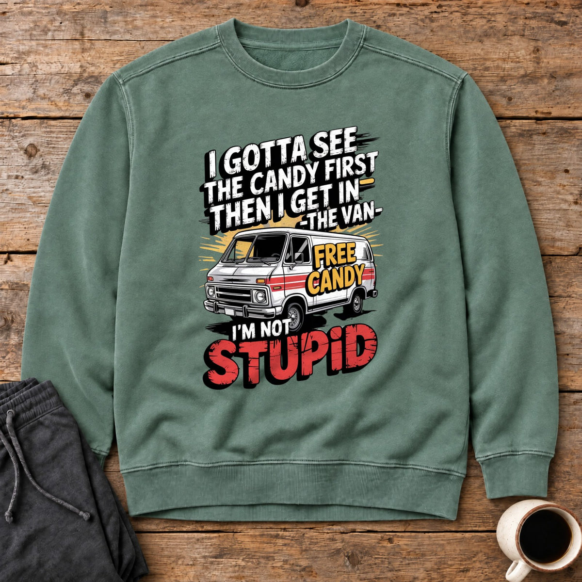 Not Stupid Candy Van Sweatshirt - Light Green