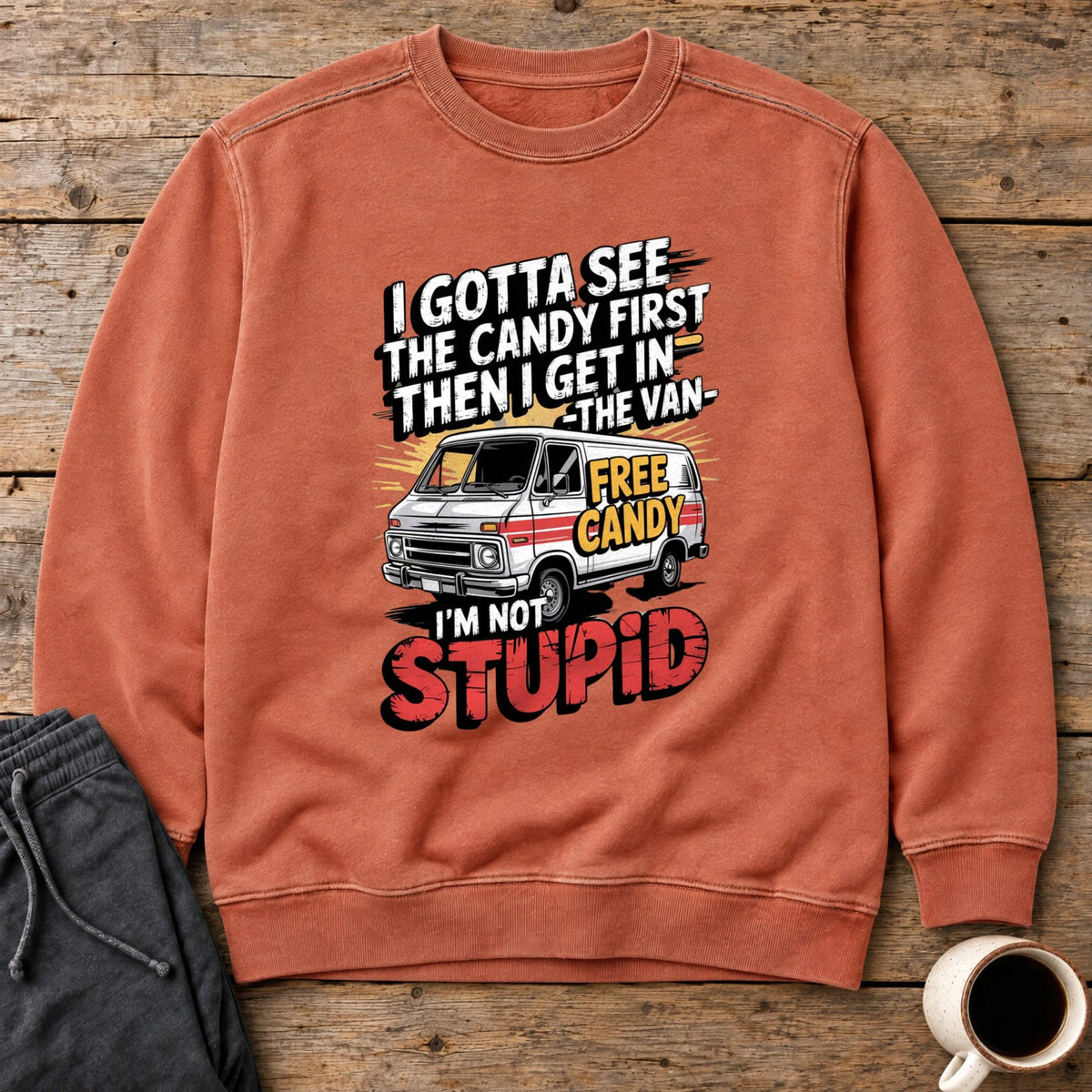 Not Stupid Candy Van Sweatshirt - Terracotta