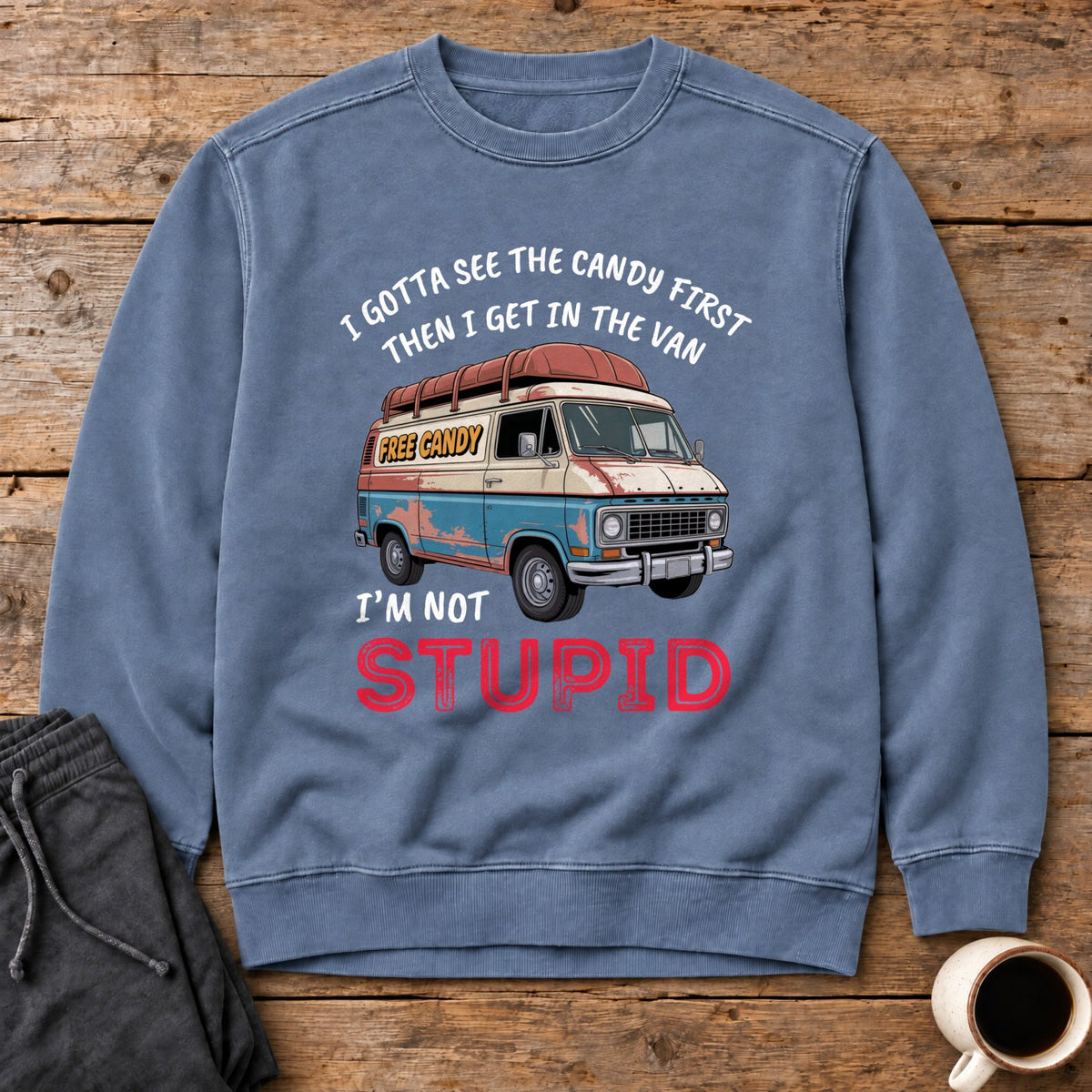Not Stupid Candy Van Sweatshirt - Blue Jean