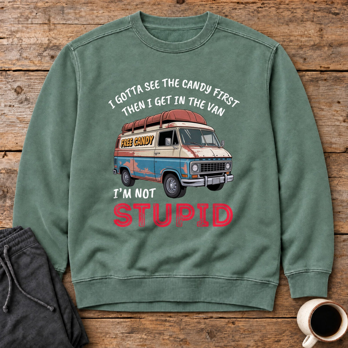 Not Stupid Candy Van Sweatshirt - Light Green