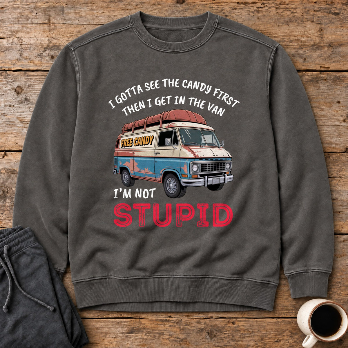 Not Stupid Candy Van Sweatshirt - Pepper